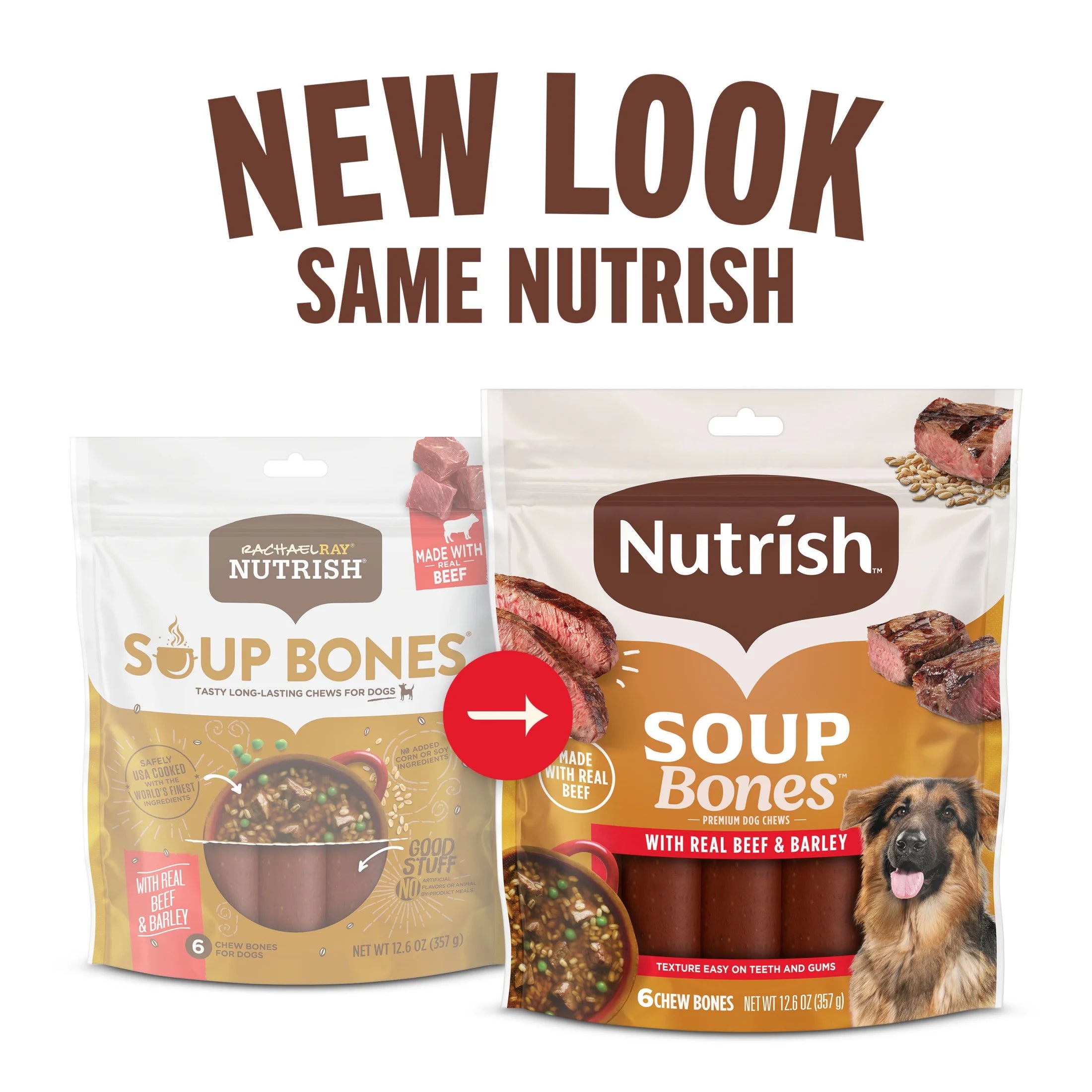 Soup Bones Premium Dog Chews with Real Beef and Barley, 11 Chews (Rachael Ray)