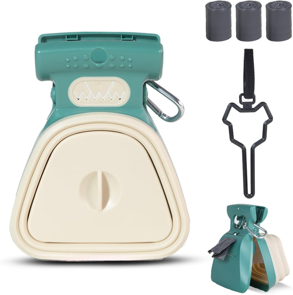 Large Pooper Scooper, Portable and Handheld Size for Walking Large and Small Dogs outside Yard or Travel Outdoors, Pup Poop Scoop with Container and 30Pcs Pet Waste Bag Attachment