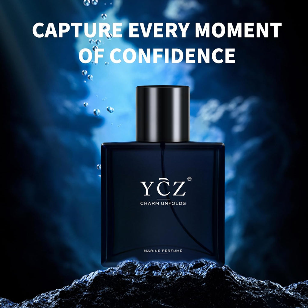 Charm Unfolds Marine Perfume for Men, 1.7 Oz. Long Lasting Eau De Parfum Cologne for Men, Oriental Woody Fragrance - Ideal Special Occasions, Making It the Ideal Gentlemen’S Gift