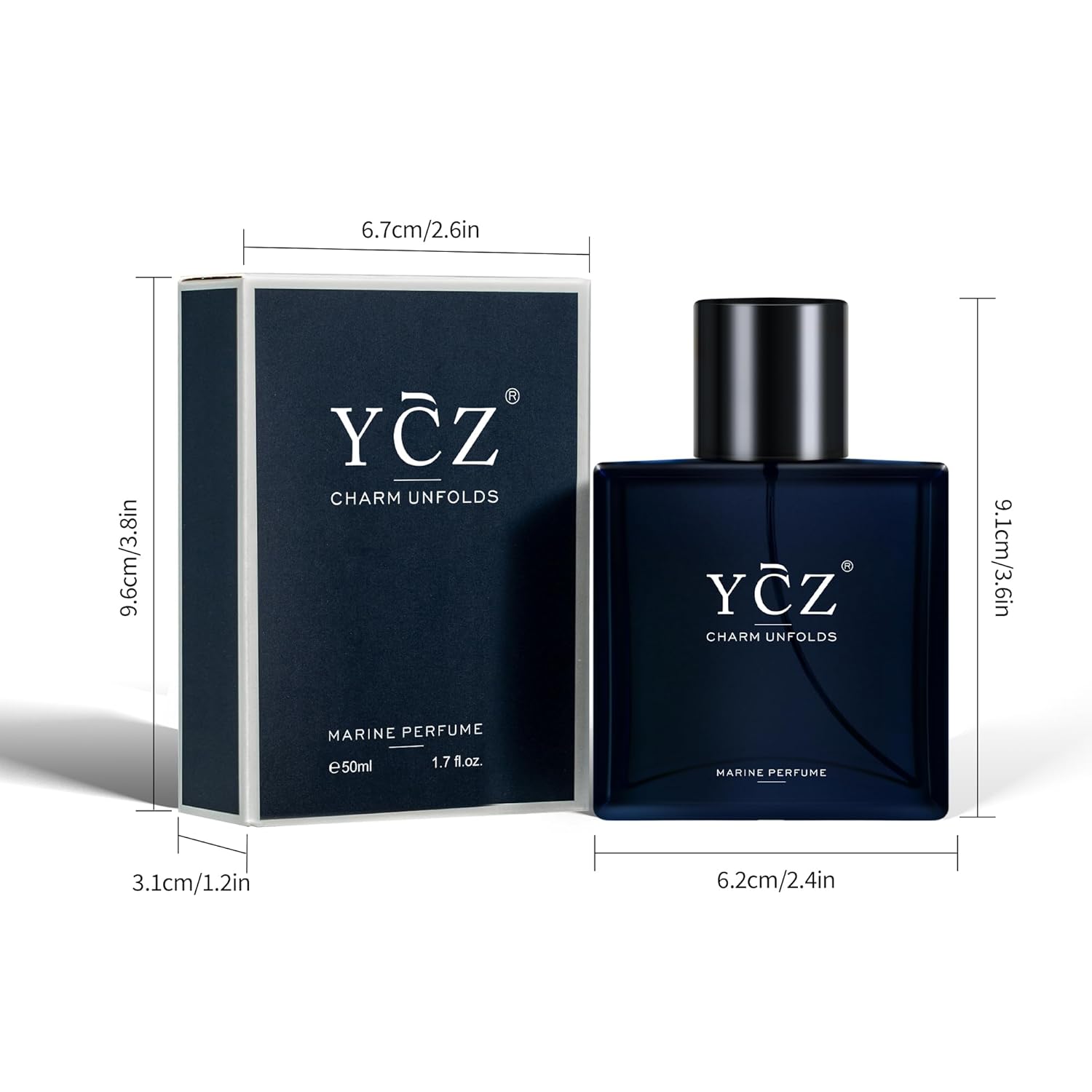 Charm Unfolds Marine Perfume for Men, 1.7 Oz. Long Lasting Eau De Parfum Cologne for Men, Oriental Woody Fragrance - Ideal Special Occasions, Making It the Ideal Gentlemen’S Gift