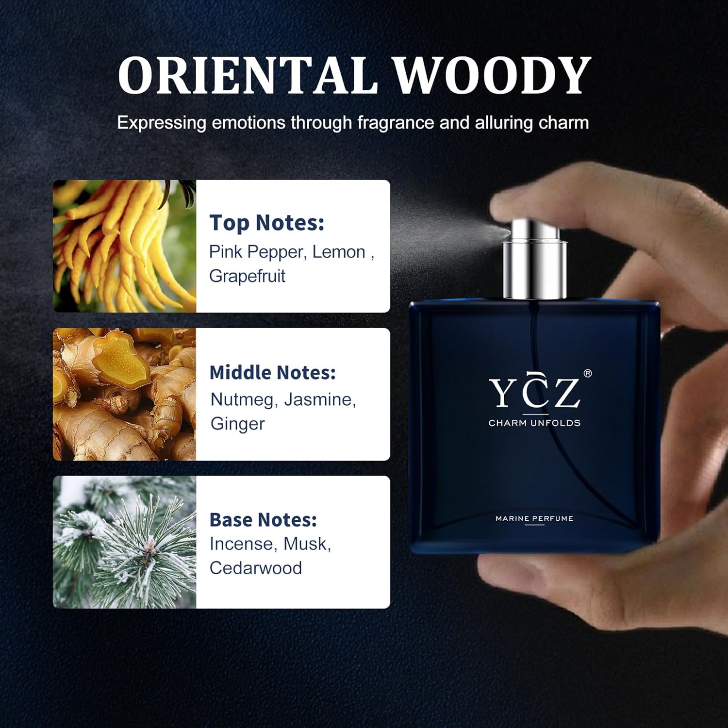 Charm Unfolds Marine Perfume for Men, 1.7 Oz. Long Lasting Eau De Parfum Cologne for Men, Oriental Woody Fragrance - Ideal Special Occasions, Making It the Ideal Gentlemen’S Gift
